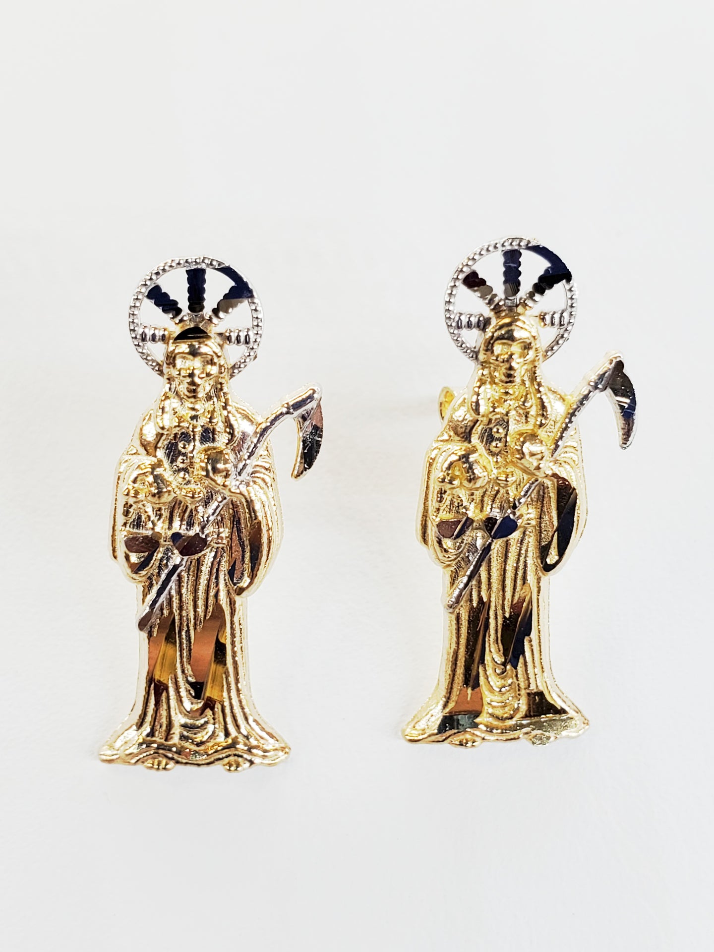Grim Reaper Earrings 14K Two Tone Gold