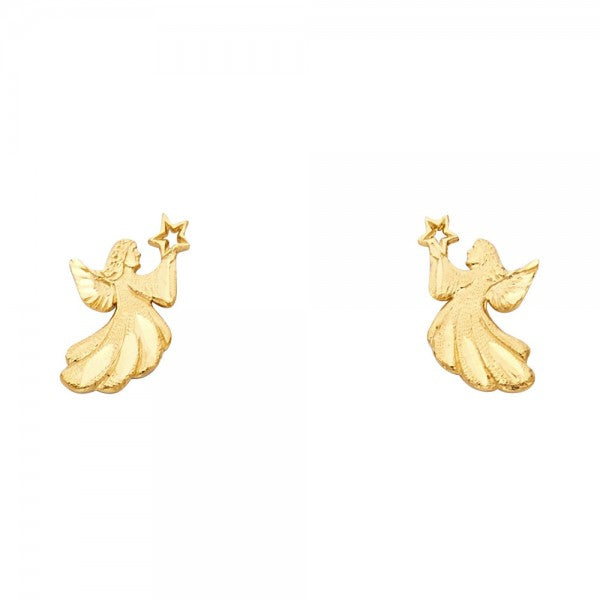 14K Yellow Angel with Star Post Earrings