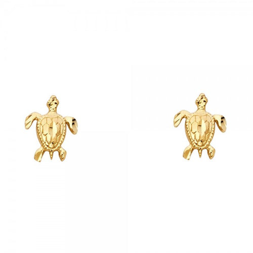 14K Yellow Turtle Post Earrings