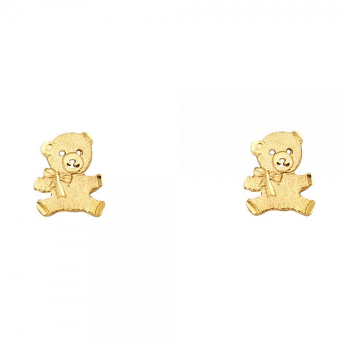 14K Yellow Bear Post Earrings