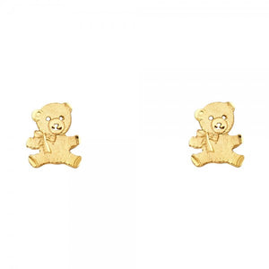 14K Yellow Bear Post Earrings