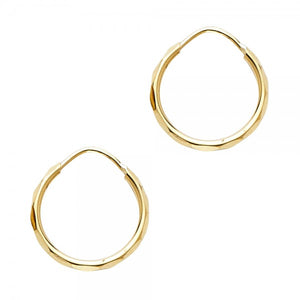 Textured Round Hoop Earrings 14K Yellow Gold