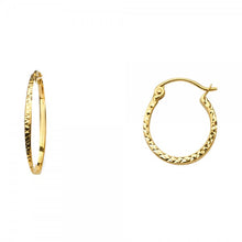 Load image into Gallery viewer, 14K Yellow 1.5mm Square Tube Diamond Cut Hoop Earrings with Y Post