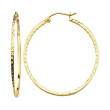 Load image into Gallery viewer, 14K Yellow 1.5mm Square Tube Diamond Cut Hoop Earrings with Y Post