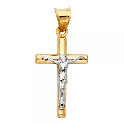 14K Yellow or White Jesus Crucifix Cross Pendant
