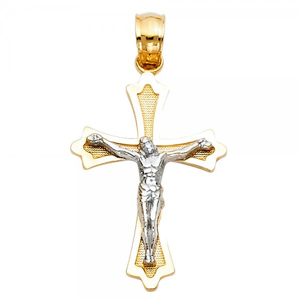 14K Yellow or White Jesus Crucifix Cross Pendant