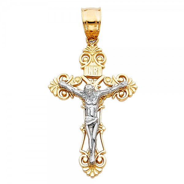 2 Tone Jesus Crucifix Cross Pendant