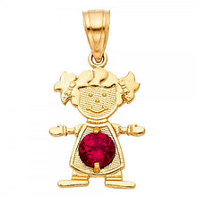Load image into Gallery viewer, Baby Girl Birthstone Pendants 14K Yellow Gold