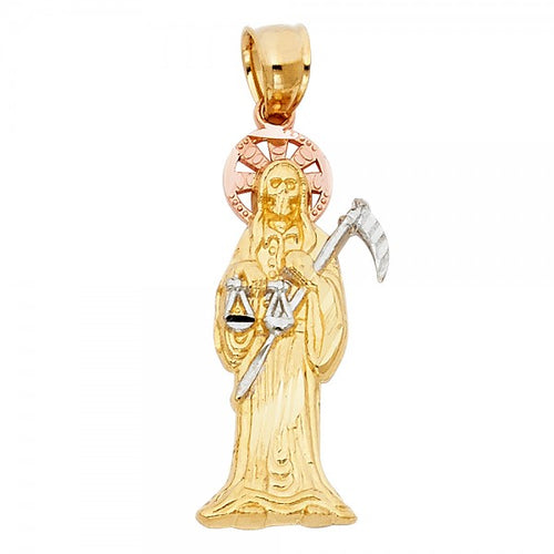 14K Yellow 3 Color Grim Reaper Pendant