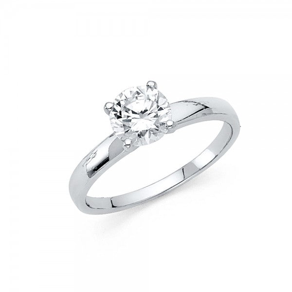 14KW CZ 1.5MM Engagement Ring Round Solitare