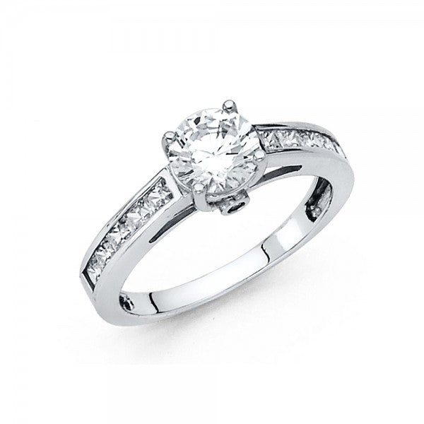 14KW 2.5 MM Wide CZ Engagement Ring Channel Set Princess with Bezel