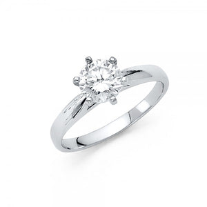 14KW 1.5MM WIde Six Prong CZ Engagement Ring