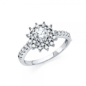 14KW 2.5mm Wide CZ Engagement Cluster Ring
