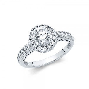 14KW 2.5mm CZ Engagement Ring Halo with stone on shank