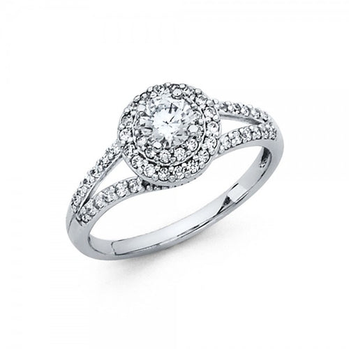 14KW 4mm CZ Halo Ring with stones in split shank