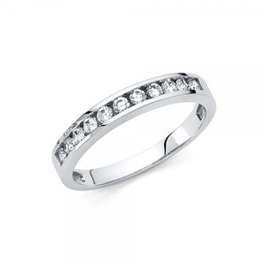 14KW 3MM 12 stone Cubic Zirconia Channel Ring