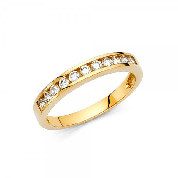 14KY 3MM CZ 12 Stone Channel Ring
