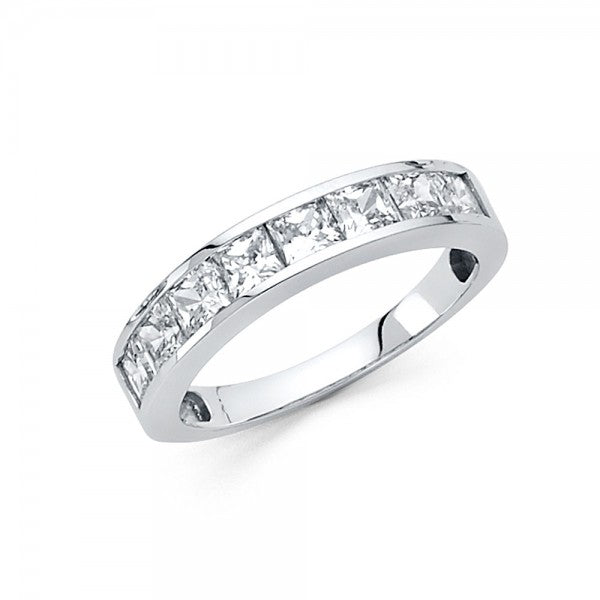 14KW 3.5MM WIde CZ  8 Stone Princess Channel Ring