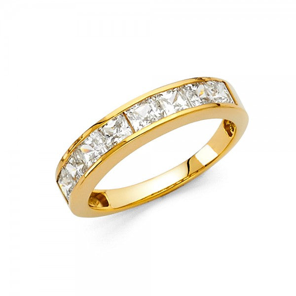 14KY CZ 3.5MM 8 Stone Princess Channel Ring