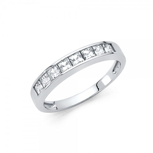 14KW 3.5MM WideCZ Light 8 stone Princess Channel Ring