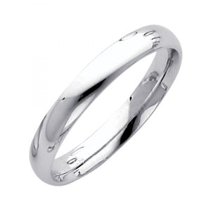 14K White 3mm Wide Plain Comfort Fit Wedding Band