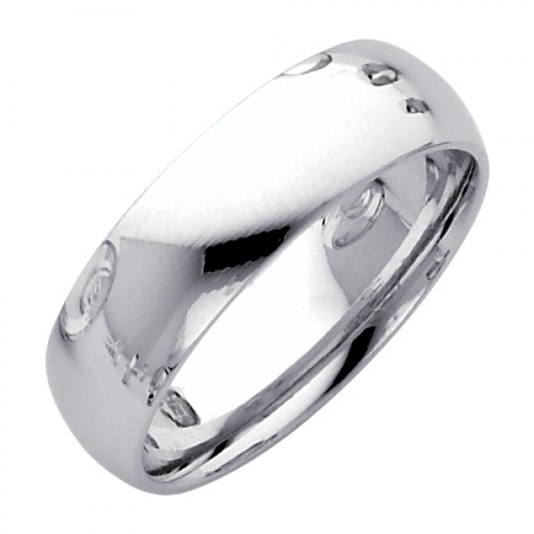 14k White 6mm Wide Plain Comfort Fit Wedding Band